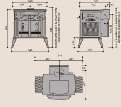  Чугунная печь Vermont INTREPID II BORDEAUX с катализатором (бордо)
