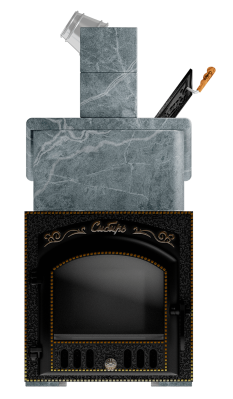  Премиальная банная печь "Сибирь-25" ЗК (дверка 545х545) в облицовке "Президент" талькомагнезит