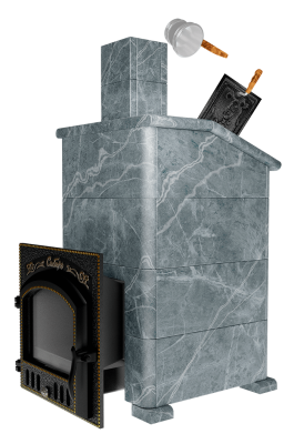 Премиальная банная печь "Сибирь-40"(дверка 545х545), в облицовке "Президент" талькомагнезит